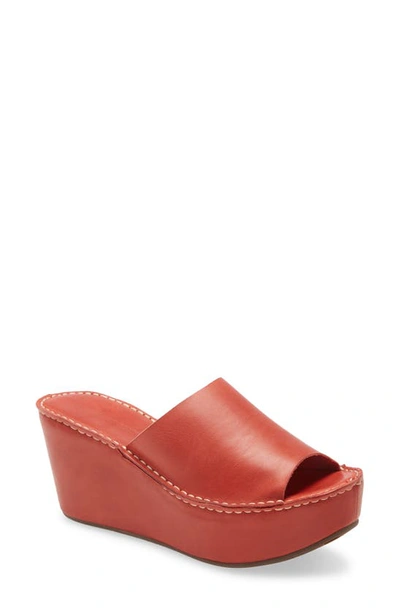 Shop Chocolat Blu Westbrook Platform Slide Sandal In Red Leather
