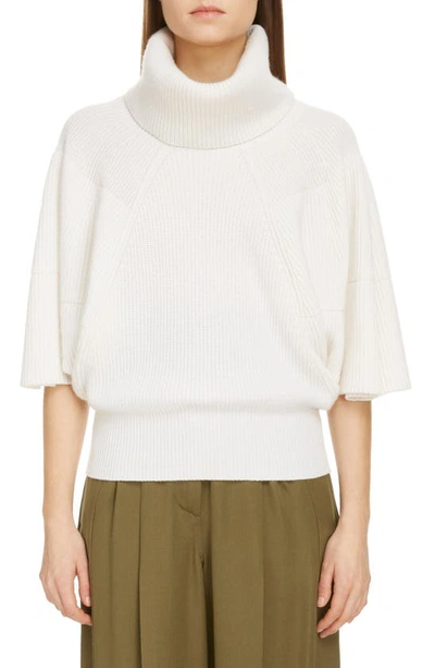 Shop Givenchy Puff Sleeve Turtleneck Cashmere Sweater In White
