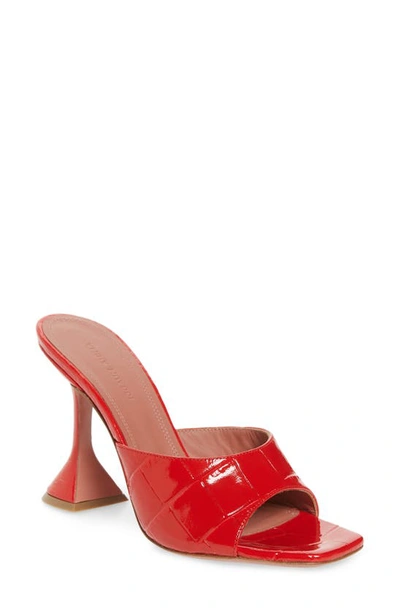 Shop Amina Muaddi Lupita Slide Pump Sandal In Polished Red