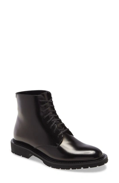 Shop Saint Laurent Cesna Lace-up Loafer Boot In Black
