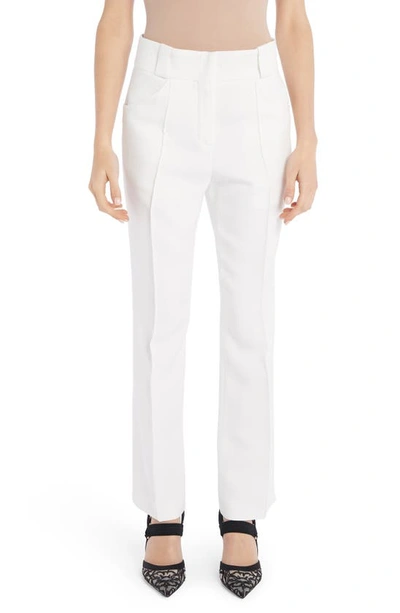 Shop Fendi Pintuck Straight Leg Pants In White