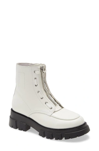 Shop Ash Lynch Zip Combat Boot In White Leather