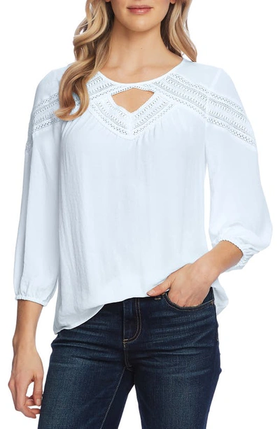 Shop Vince Camuto Chevron Lace Inset Top In Blue Bird