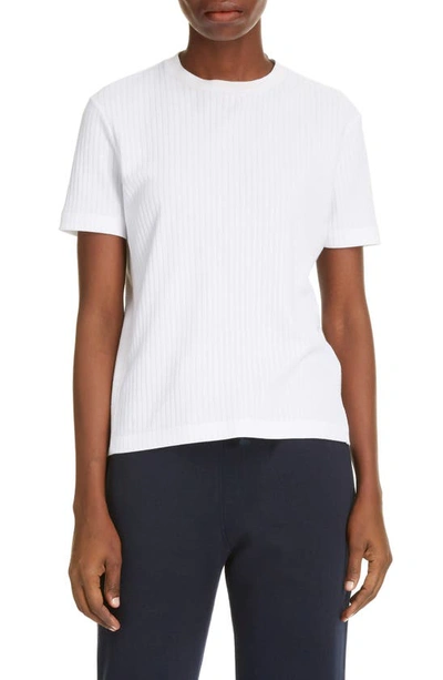 Shop Thom Browne Side Stripe Rib Knit T-shirt In White