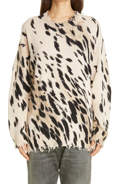 Shop R13 Cheetah Jacquard Distressed Cotton Sweater In Cheetah Print