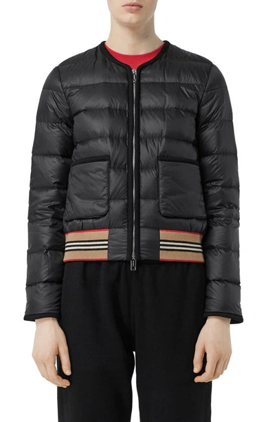 Shop Burberry Bruntsfield Icon Stripe Down Puffer Jacket In Black