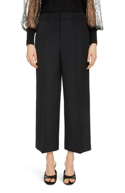 Shop Givenchy Crop Wide Leg Wool Pants In Black