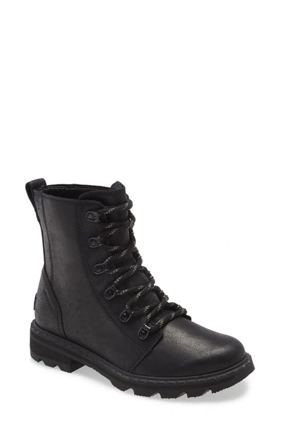 Shop Sorel Lennox Waterproof Lace-up Boot In Black