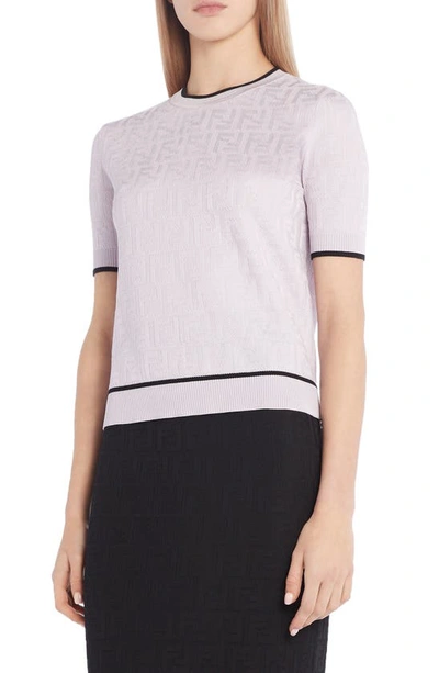 Shop Fendi Whisper Logo Jacquard Cotton Blend Sweater In Xylophone