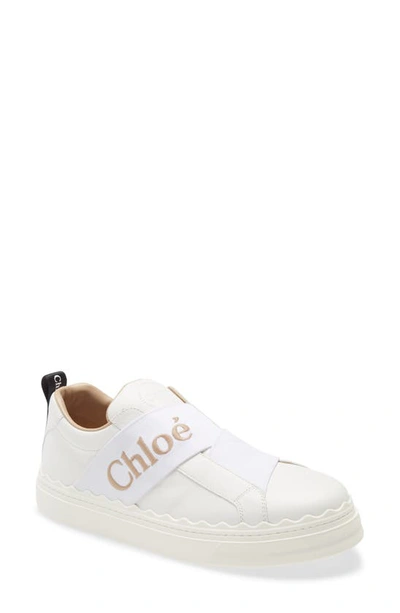 Shop Chloé Lauren Logo Strap Slip On Sneaker In White