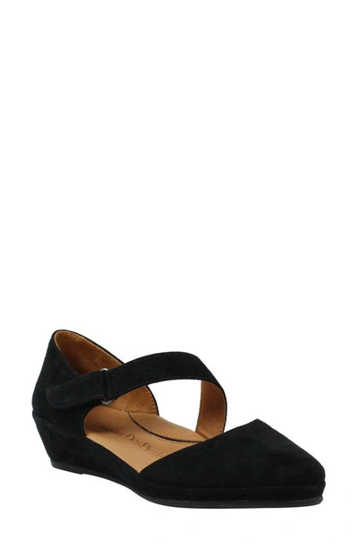 Shop L'amour Des Pieds Beriyn Wedge Pump In Black Suede Leather
