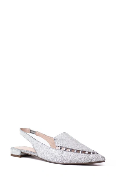 Shop Cecelia New York Cleo Studded Slingback Flat In Marble Leather