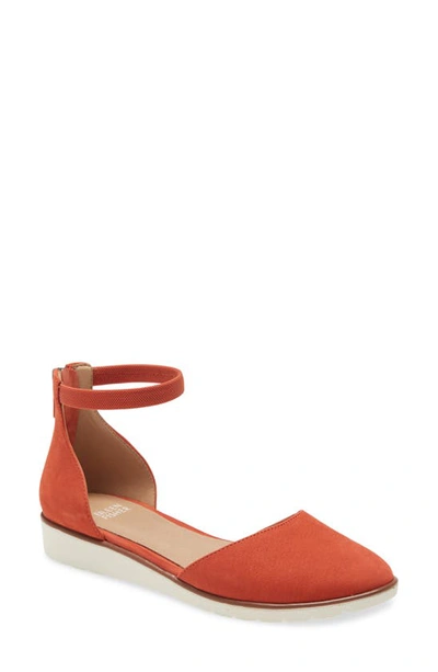 Shop Eileen Fisher Ankle Strap Wedge In Tomato Tumbled Nubuck