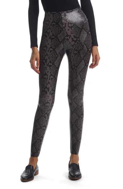 Shop Commando Reptile Embossed Faux Leather Leggings In Gray Snake