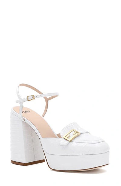 Shop Fendi Promenade Block Heel Sandal In White