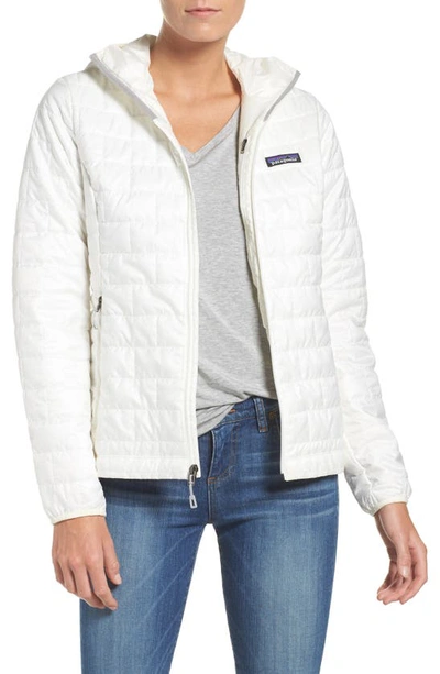 Shop Patagonia Nano Puff(r) Hooded Water Resistant Jacket In Birch White