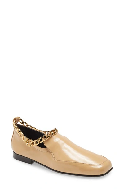 Shop By Far Nick Chain Trim Patent Leather Loafer In Cream