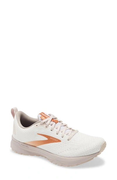 Shop Brooks Revel 4 Hybrid Running Shoe In White/ Hushed Violet/ Copper