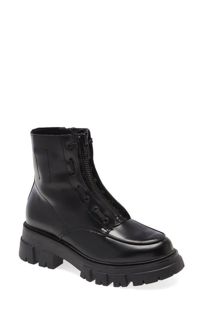 Shop Ash Lynch Zip Combat Boot In Black Leather