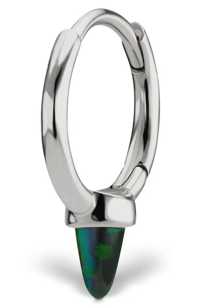 Shop Maria Tash 9.5mm Black Opal Spike Clicker Ring In White Gold