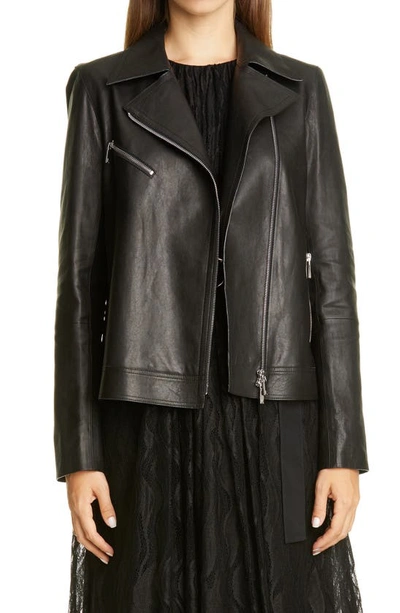 Shop Lafayette 148 Aisling Leather Moto Jacket In Black