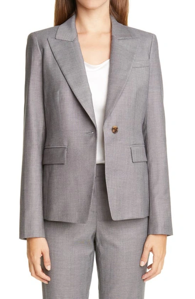 Shop Lafayette 148 Sloan Wool Blazer In Graphite Multi