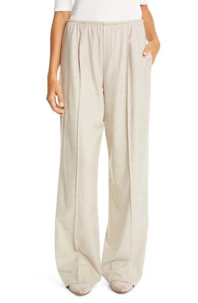 Shop Vince Flannel Wide Leg Pants In Oatmeal