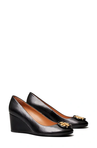 Tory Burch Logo Medallion Wedge Pump In Perfect Black | ModeSens