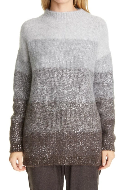 Shop Fabiana Filippi Ombre Wool Blend Sweater In Grey