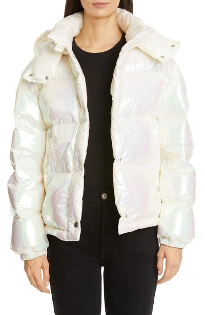 Shop Moncler Daos Water Resistant Iridescent Hooded Down Puffer Coat In 070 Beige