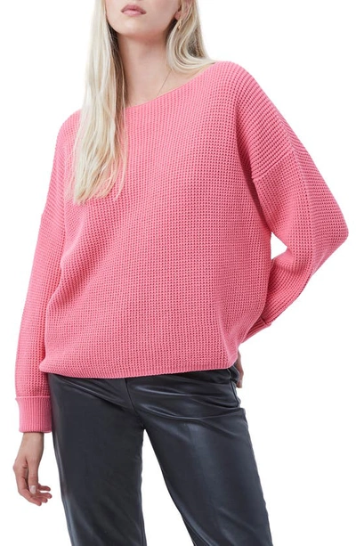 Shop French Connection Millie Mozart Waffle Knit Sweater In Bright Desert Rose