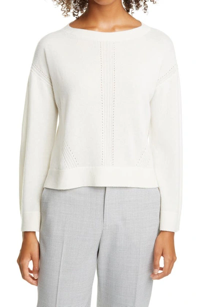 Shop Club Monaco Pointelle Knit Cashmere Sweater In Ivory