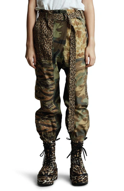 Shop R13 Mixed Print Paperbag Pants In Multi Camo