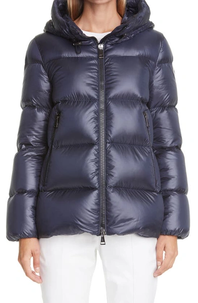Shop Moncler Seritte Hooded Quilted Down Puffer Jacket In Navy