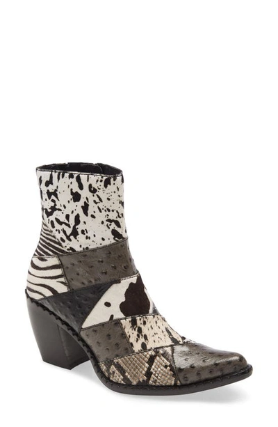 Shop Jeffrey Campbell Caballeros Western Boot In Black White Exotic Combo