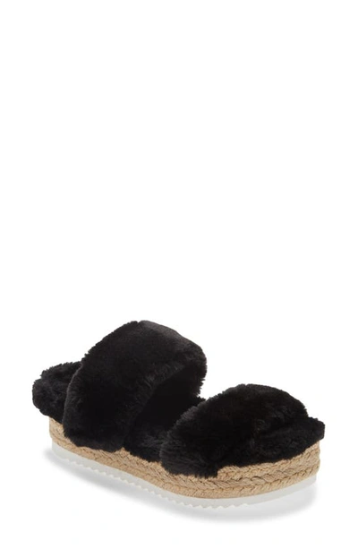 Shop Steve Madden Katana Faux Fur Platform Slipper In Black