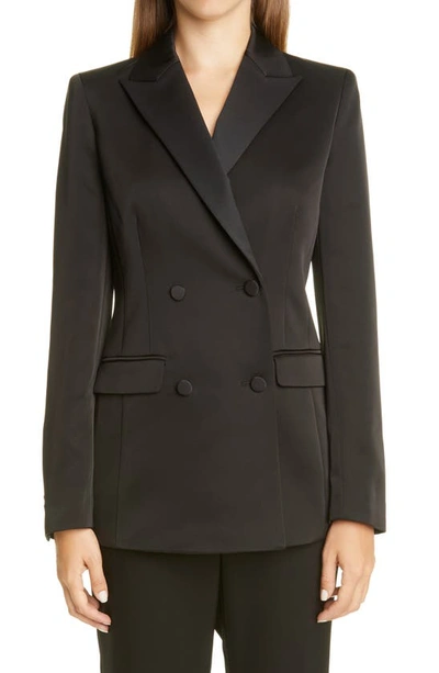 Shop Lafayette 148 Holton Double Breasted Blazer In Black