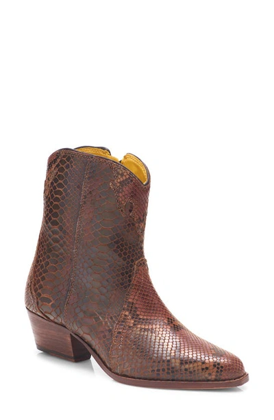 Shop Free People New Frontier Western Bootie In Snake Print Leather