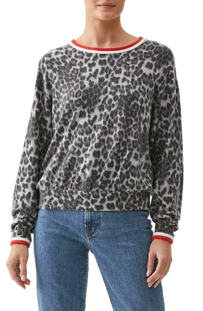 Shop Michael Stars Tate Animal Print Sweater In Grey Combo