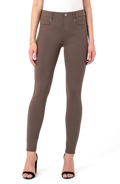 Shop Liverpool Gia Glider Knit Pull-on Pants In Taupe