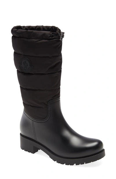 Shop Moncler Ginette Tall Waterproof Rain Boot In Black