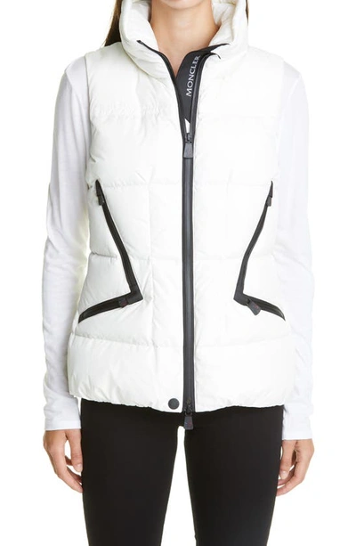 Shop Moncler Atka Water Resistant Down Puffer Vest In Cream