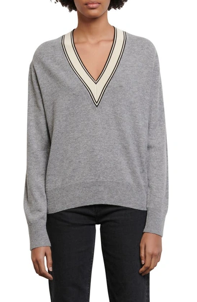 Shop Sandro V-neck Sweater In Grey