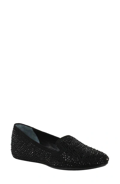 J. Reneé Hanuko Crystal Embellished Loafer Flat In Black Suede