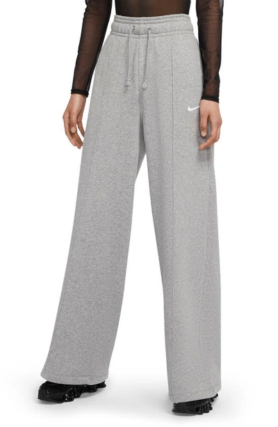 Shop Nike Sportswear Knit Palazzo Pants In Dark Grey Heather/ White