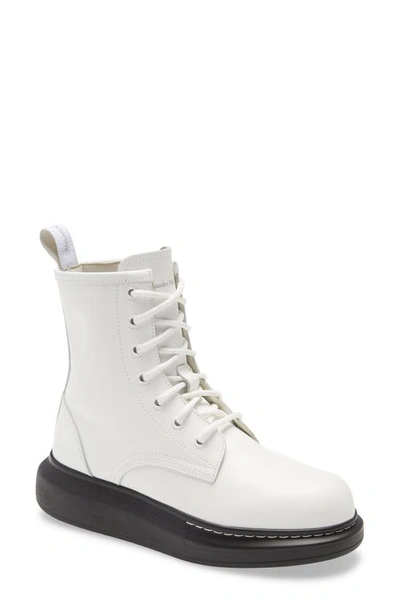 Shop Alexander Mcqueen Leather Combat Boot In White