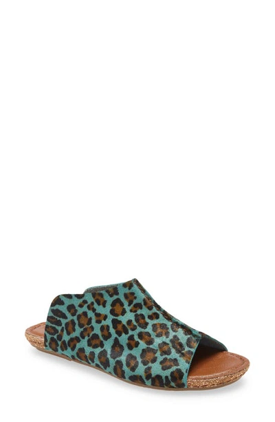 Shop Klub Nico Gracey Slide Sandal In Teal Jaguar Print Calf Hair