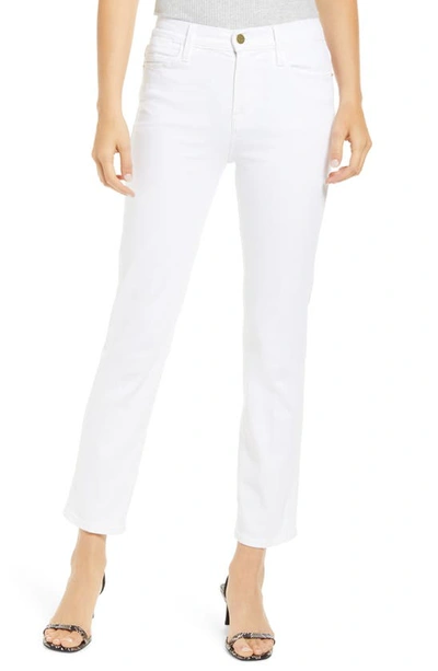 Shop Frame Le High Ankle Straight Leg Jeans In Blanc