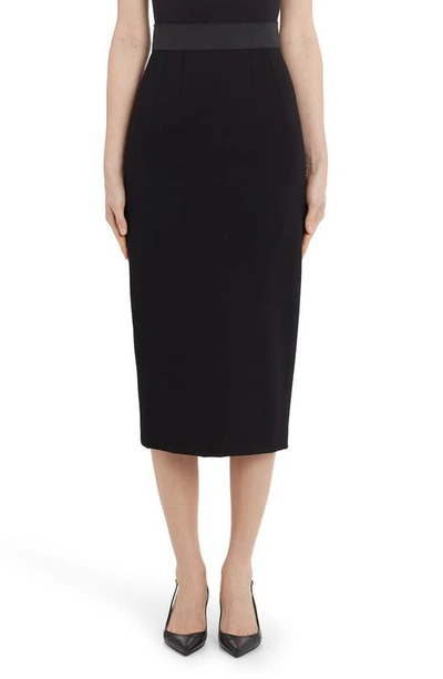 Shop Dolce & Gabbana Stretchy Jersey Midi Pencil Skirt In Black