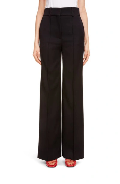 Shop Givenchy High Waist Wide Leg Pants In 001 - Black